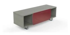 Meubles TV / Vidéo Kairos Easy Ke130 Corp En Chêne Gris, Verre Rouge