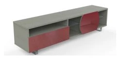 Meubles TV / Vidéo Kairos Game Kg195 Corp En Chêne Gris, Verre Rouge