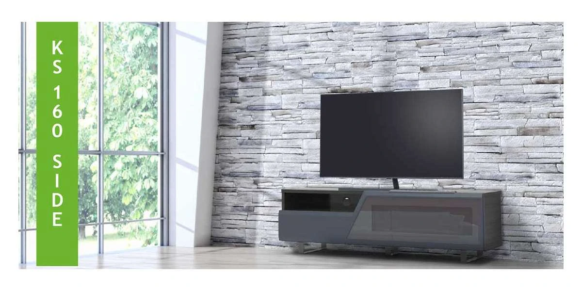 Meubles TV / Vidéo Kairos Side Ks160 Corp En Chêne Gris, Verre Rouge 4 Meubles TV / Vidéo Kairos Side Ks160 Corp En Chêne Gris, Verre Rouge – Image 2