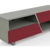 Meubles TV / Vidéo Kairos Wave Kw162 Corp En Chêne Gris, Verre Rouge