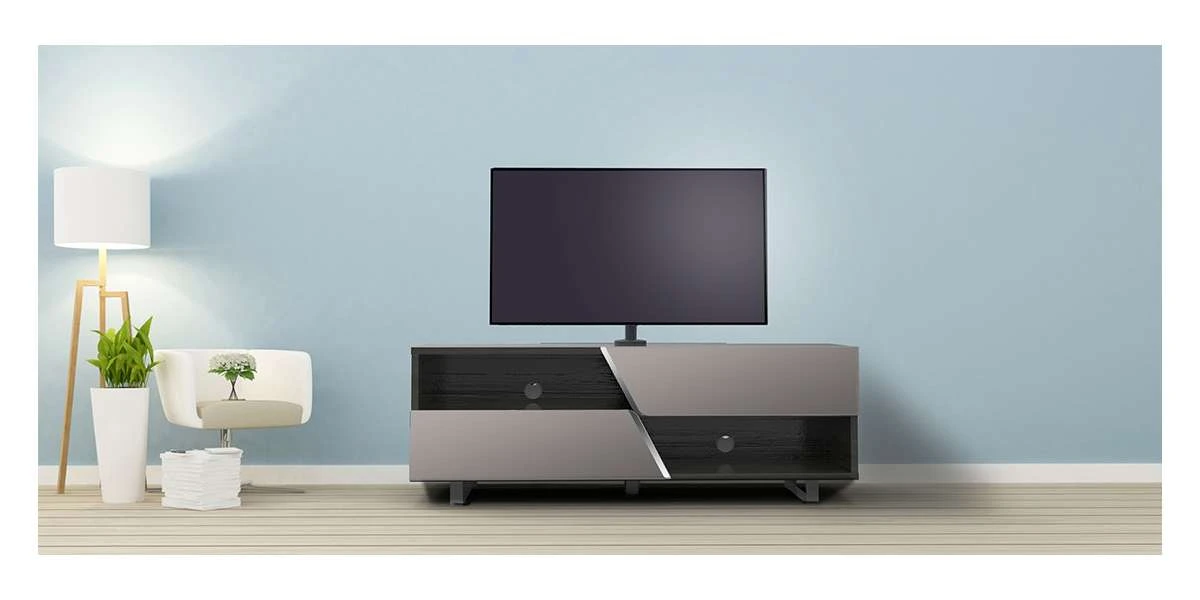 Meubles TV / Vidéo Kairos Wave Kw162 Corp En Orme Foncé, Verre Rouge 4 Meubles TV / Vidéo Kairos Wave Kw162 Corp En Orme Foncé, Verre Rouge – Image 2