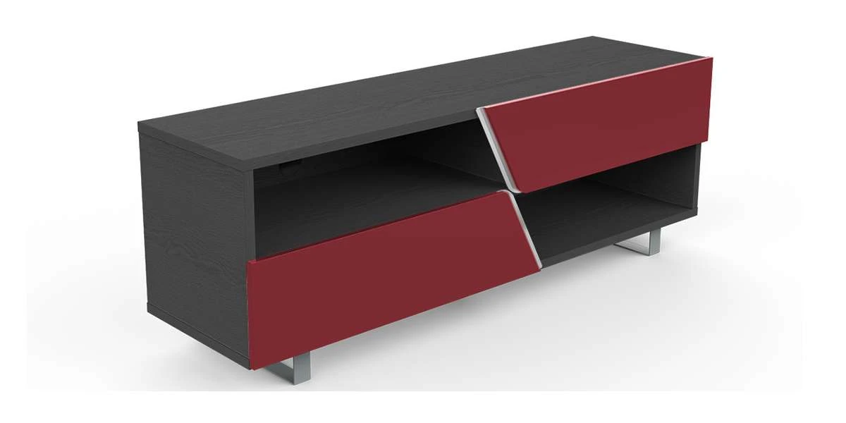 Meubles TV / Vidéo Kairos Wave Kw162 Corp En Orme Foncé, Verre Rouge 3 Meubles TV / Vidéo Kairos Wave Kw162 Corp En Orme Foncé, Verre Rouge